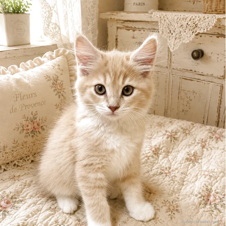 サイベリアン【静岡県・男の子・2026年4月26日・クリーム系】の写真1「体重1.2キロ、ピュリナワン子猫のカリカリを沢山食べて元気いっぱいです！！」