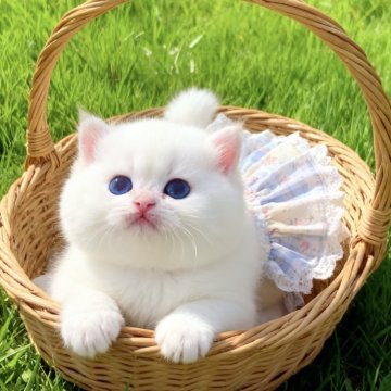 ブリティッシュショートヘア【埼玉県・女の子・2025年9月5日・ゴールデンポイント】の写真「✨小さなプリンセス、かごの中の宝物✨可愛い🩵」